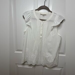 Loft eyelet flutter sleeve white top Size Medium